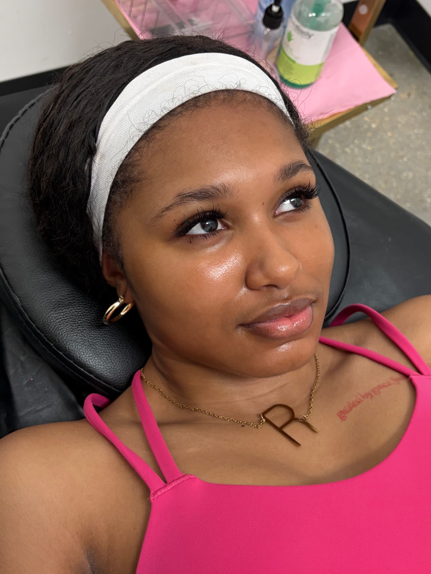 Brow sculpt and lash set before and after — before