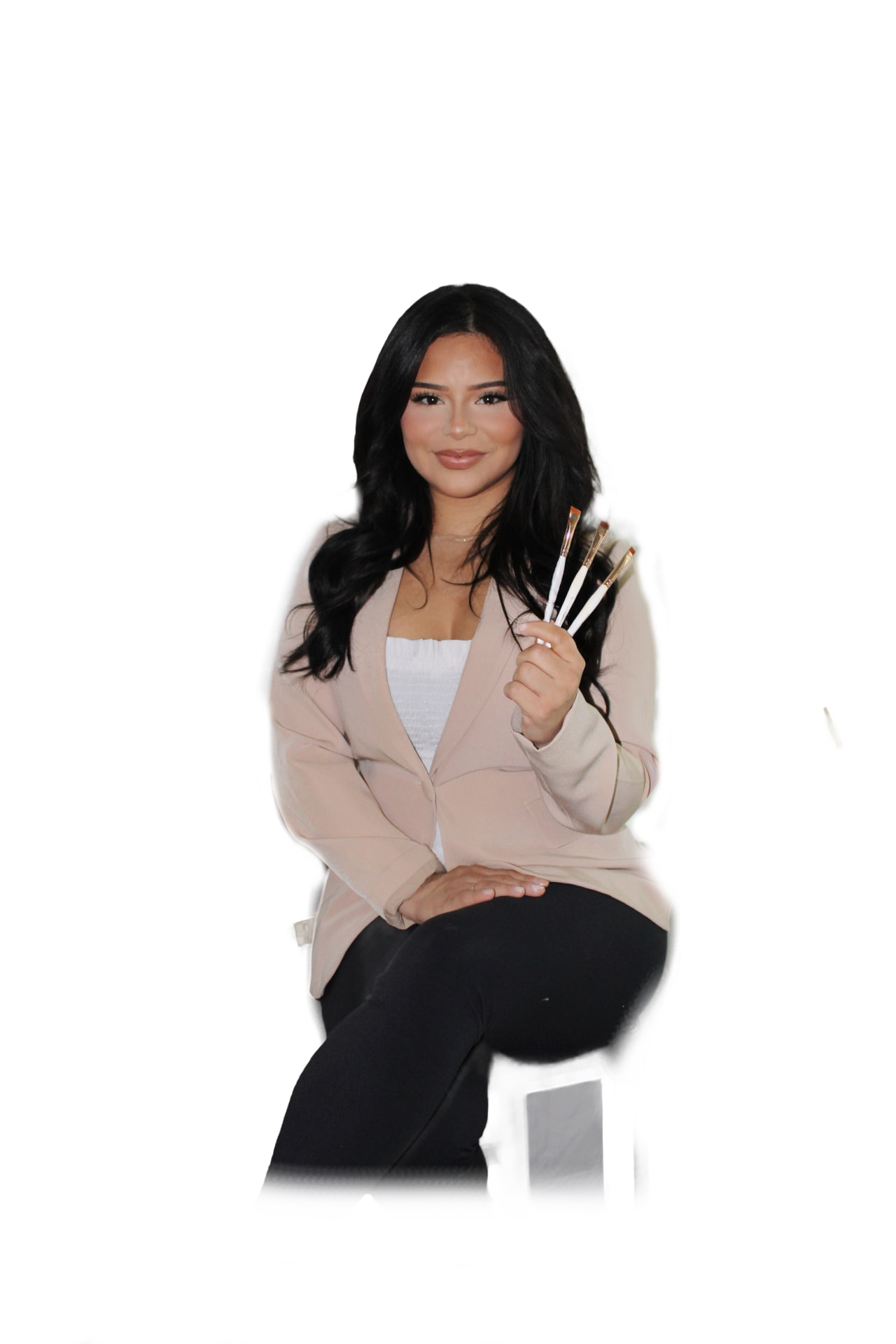 Isabelle with her brow brushes