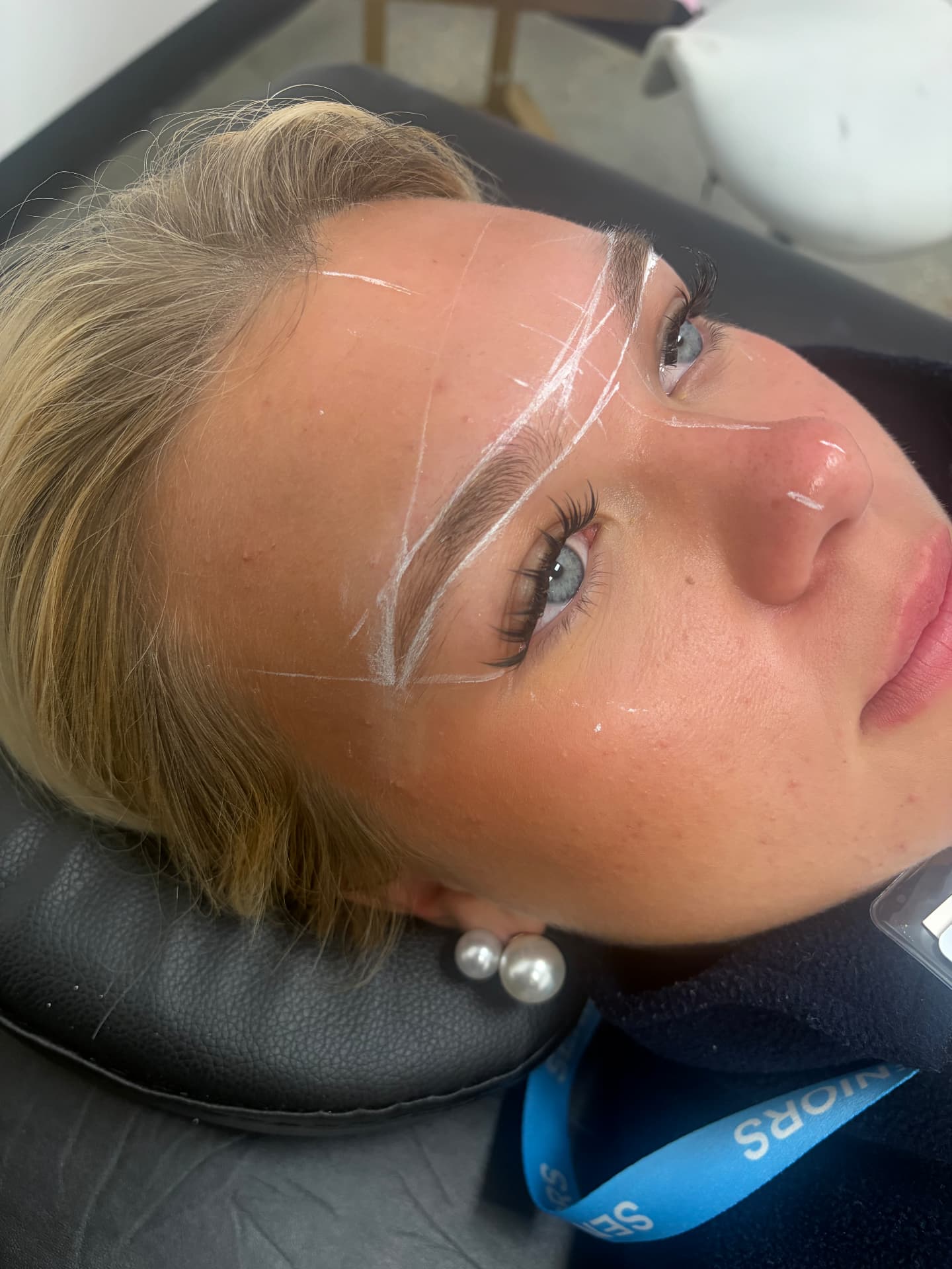 Brow mapping and sculpt before and after — blonde client — before